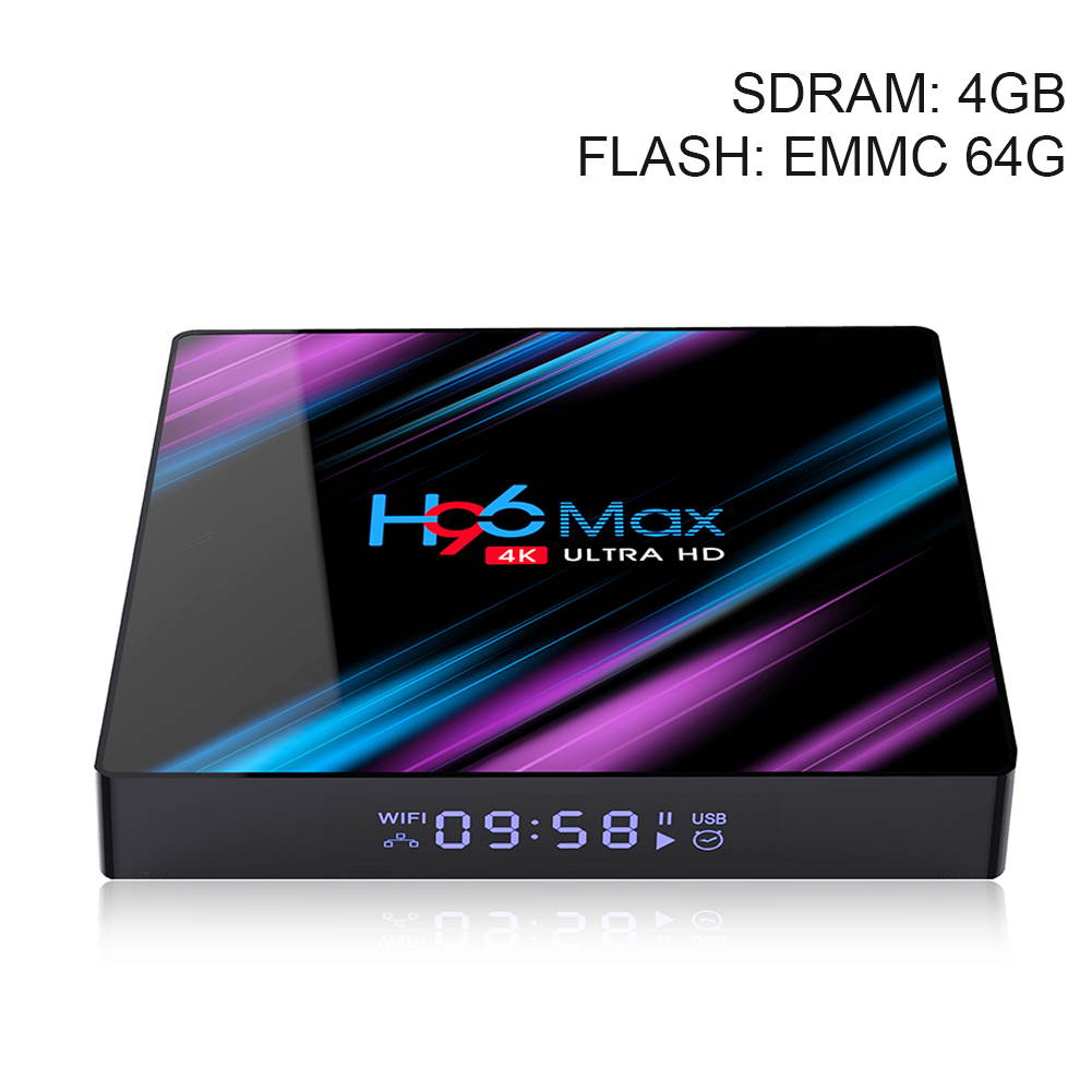 Android 10.0 TV Box,H96 Max 2020 Upgraded 5G Version RAM 4GB DDR3 64GB ROM Quad-Core Support 4K Ultra HD/H.265 / Dual WiFi 2.4G + 5G / HDMI / 3D Ethernet Bluetooth Android TV Video Play Box