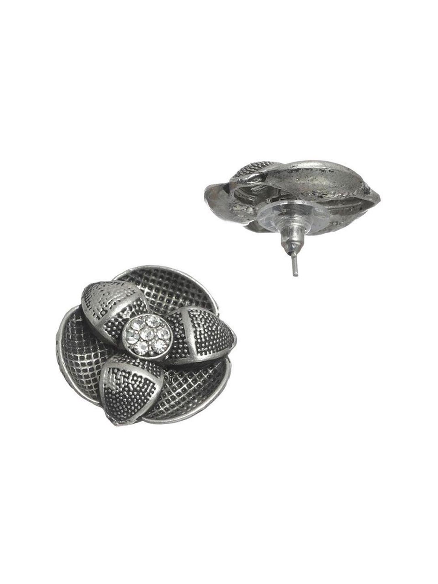 Priyaasi Floral Silver Stud Earrings