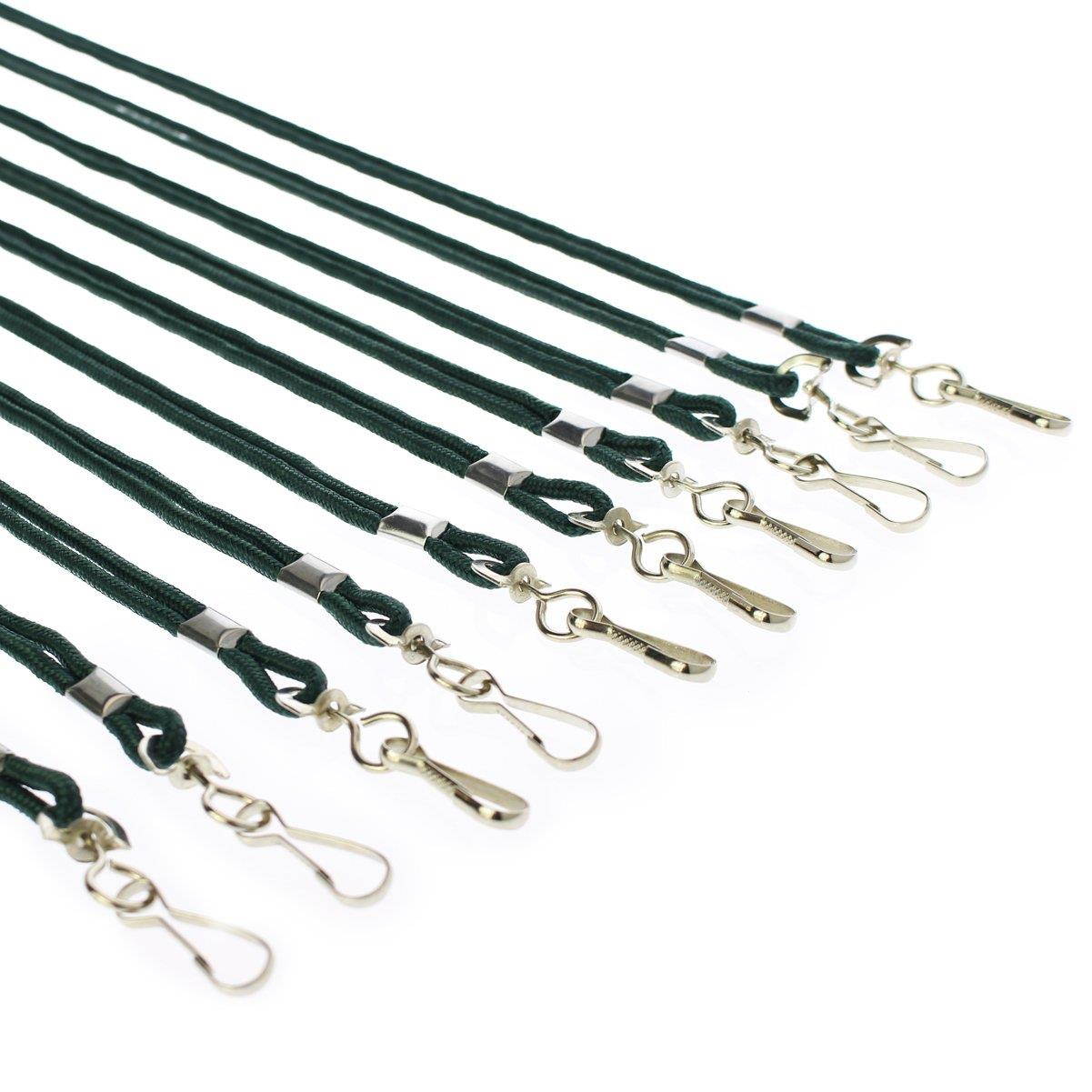 25 Pack - Premium Round ID Badge Neck Lanyards for Card Holders and Name Tags - 36 in Non-Breakaway Heavy Duty Cord & Secure Metal Swivel J Hook Clip by Specialist ID (Forest Green/Dark Green)