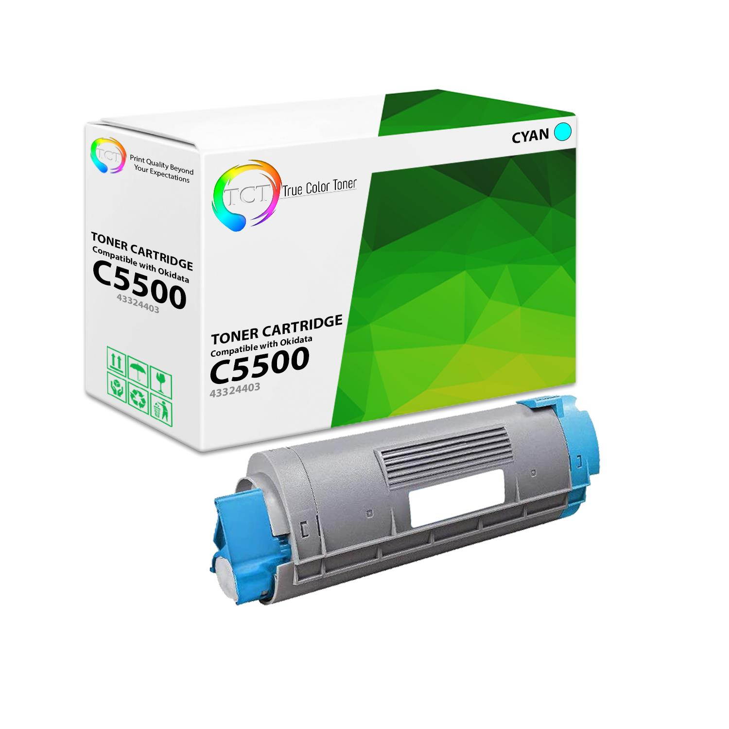 TCT Premium Compatible Toner Cartridge Replacement for Okidata 43324403 Cyan works with Okidata C5500 C5500N C5650 C5650N C5800 C5900 MFP Printers (5,000 Pages)