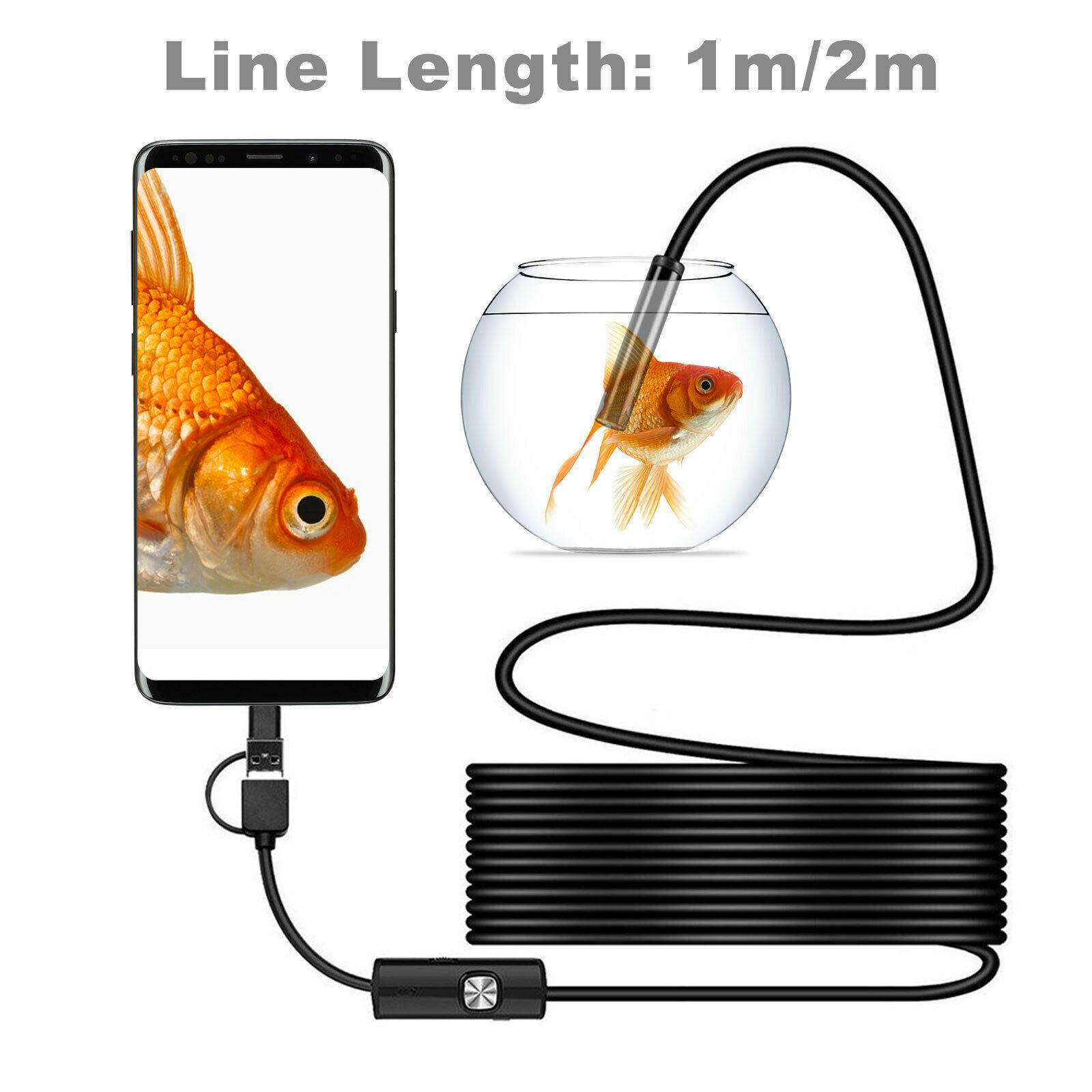 1m/2m 3in1 USB 6 LED Endoscope HD Cams Inspection Camera For iPhone Android iOS