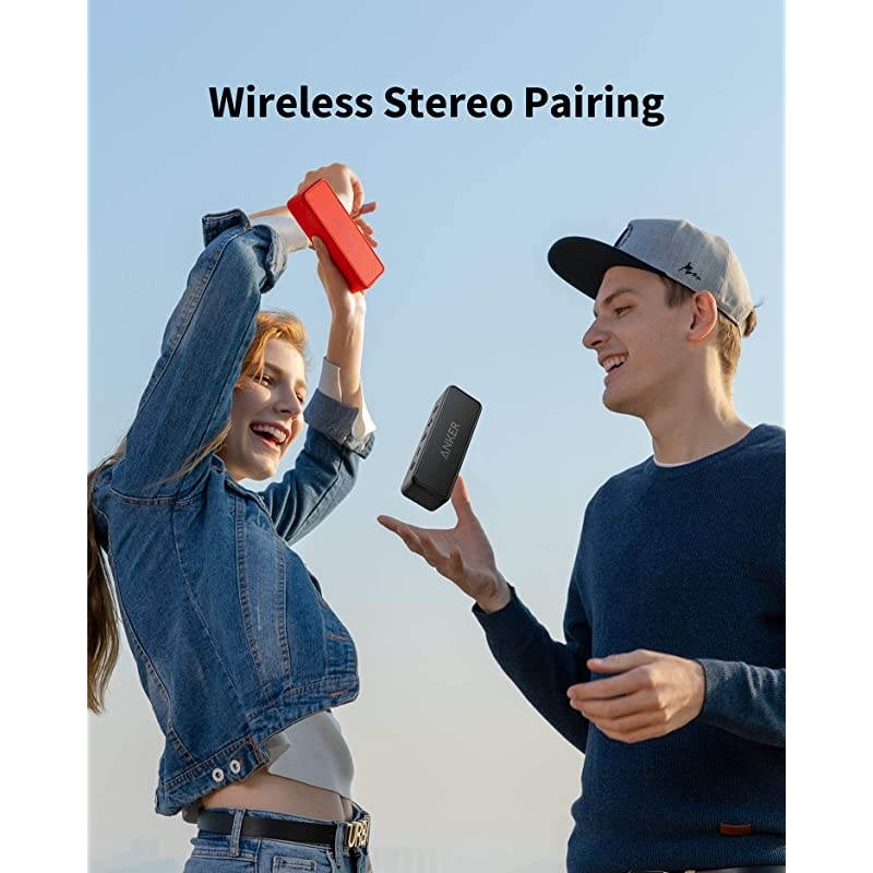 Soundcore 2 Portable Bluetooth Speaker with 12W Stereo Sound, Bluetooth 5, Bassup, IPX7 Waterproof, 24-Hour Playtime, Wireless Stereo Pairing, Speaker for Home, Outdoors, Travel