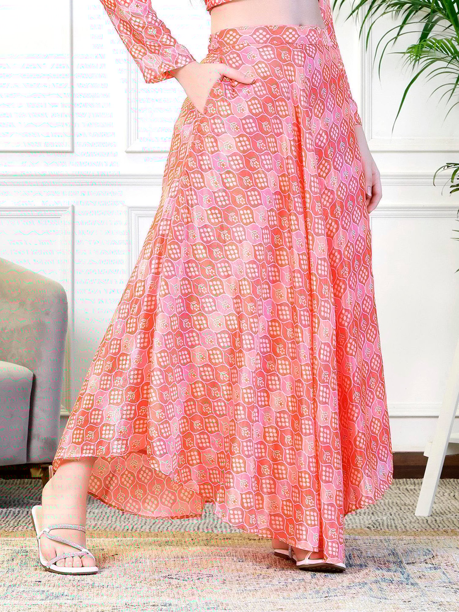 NEUDIS Peach Printed Maxi Skirt