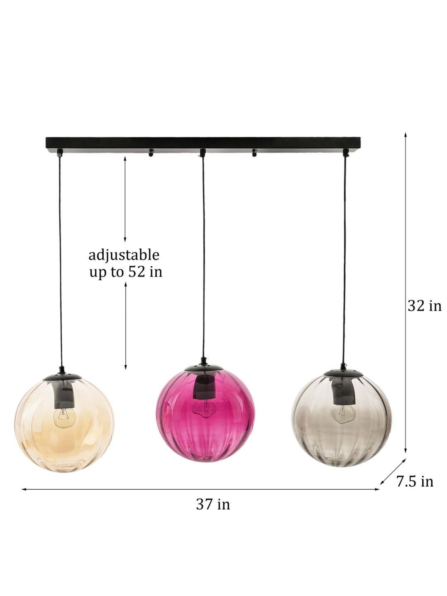 Kapoor E Illuminations 'Frances' Multicolor Glass 3-In-1 Hanging Cluster Light