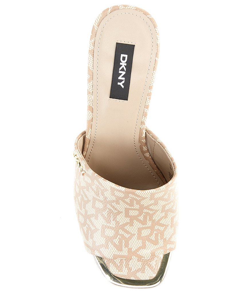 DKNY Bronx Signature Logo Print Square Toe Dress Mules