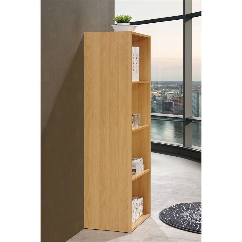 4 Shelf Bookcase in Beech Brown - Hodedah