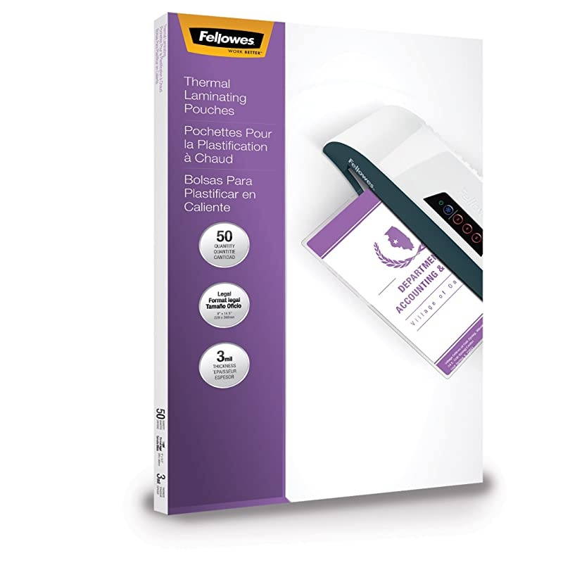 Laminating Pouches, Thermal, Legal Size, 3 Mil, 50 Pack (52226)