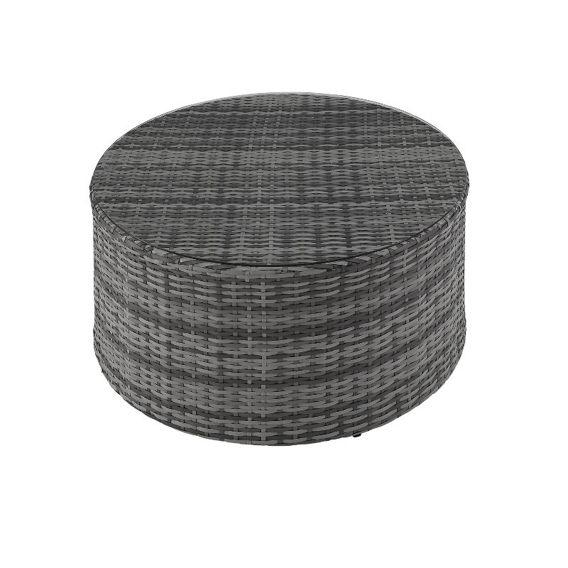 Catalina Outdoor Wicker Round Coffee Table - Gray - Crosley