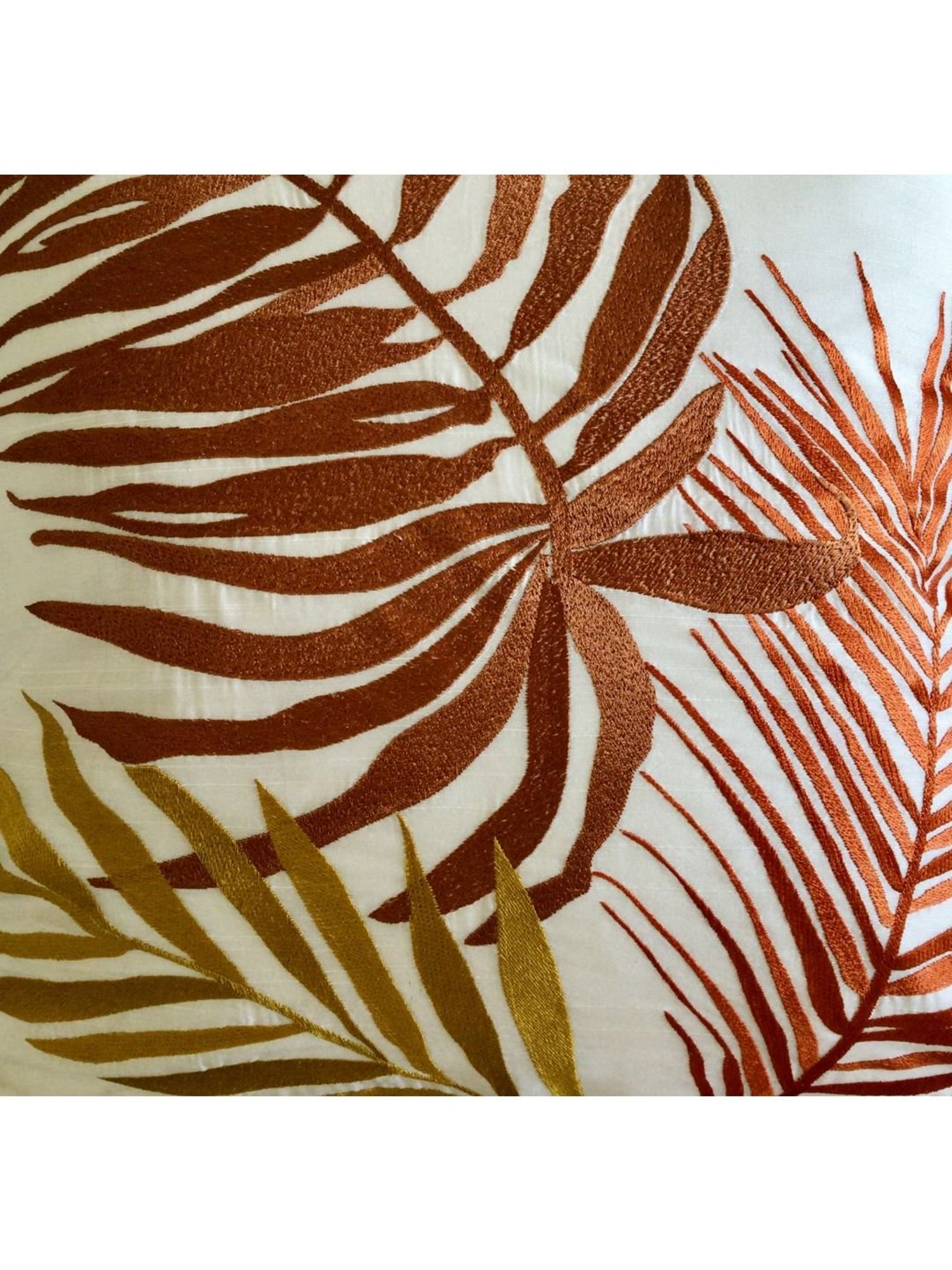 TARA Sparkling Homes Orange Embroidered Cotton Silk Cushion Cover - Set of 2