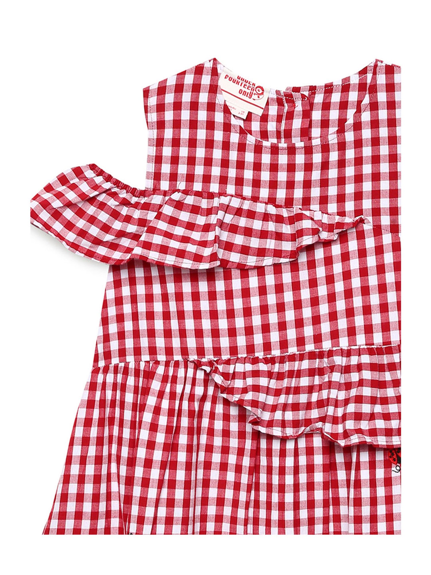 Under Fourteen Only Kids Red & White Checks Dress