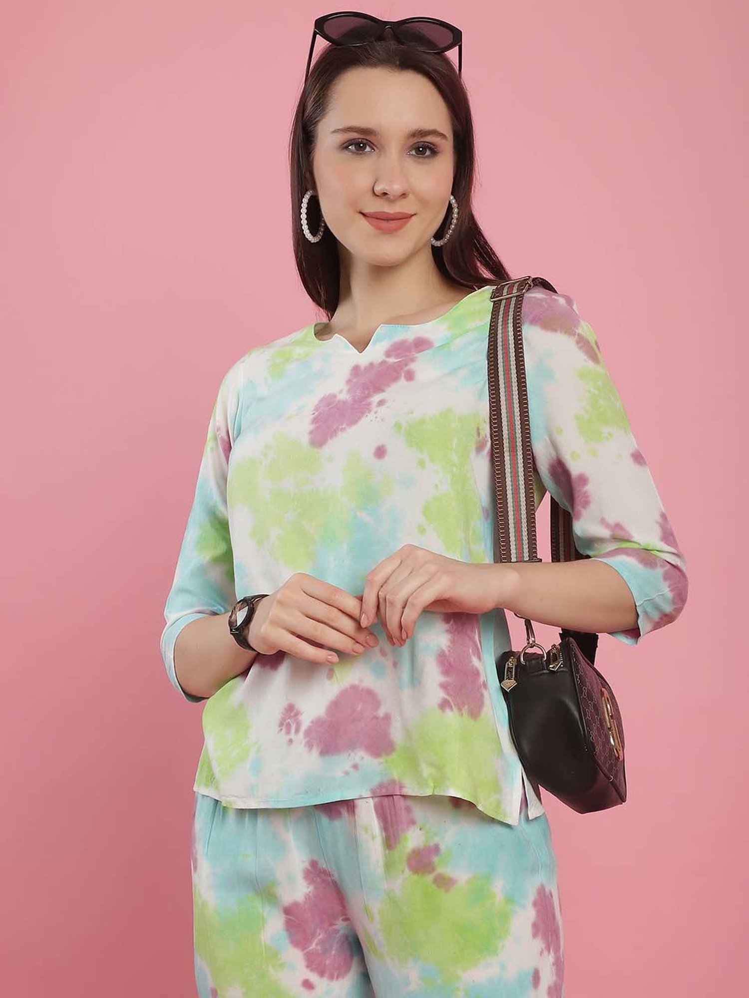 Prakrti Multicolored Tie & Dye Top Capri Set