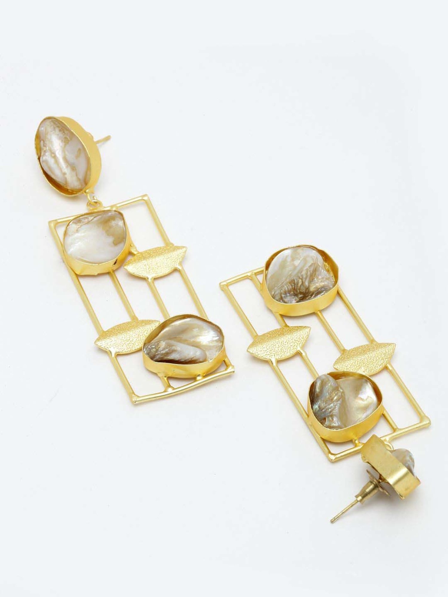 Panash Gold-Plated Stone-Studded Handcrafted Dangler Earrings