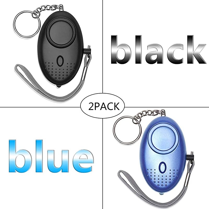 140 DB Personal Security Alarm Keychain 2Pack SOS Alarm Emergency with LED Light, Self Defense Security Alarm Personal for Kids,Women,Night Workers,Elderly, Color Blue/Black()