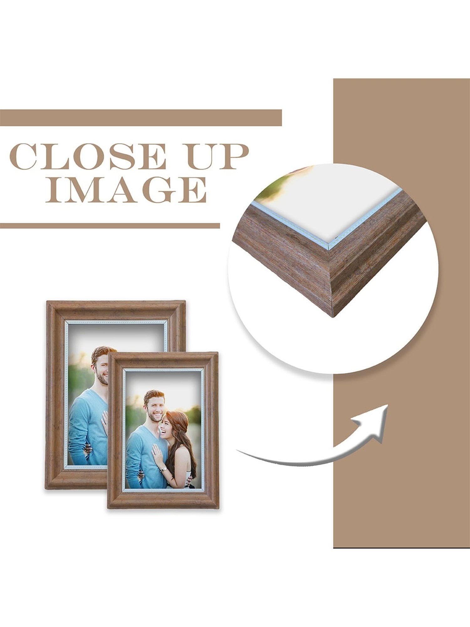 House This Kangto Brown & White Wood Photo Frame Gift Set