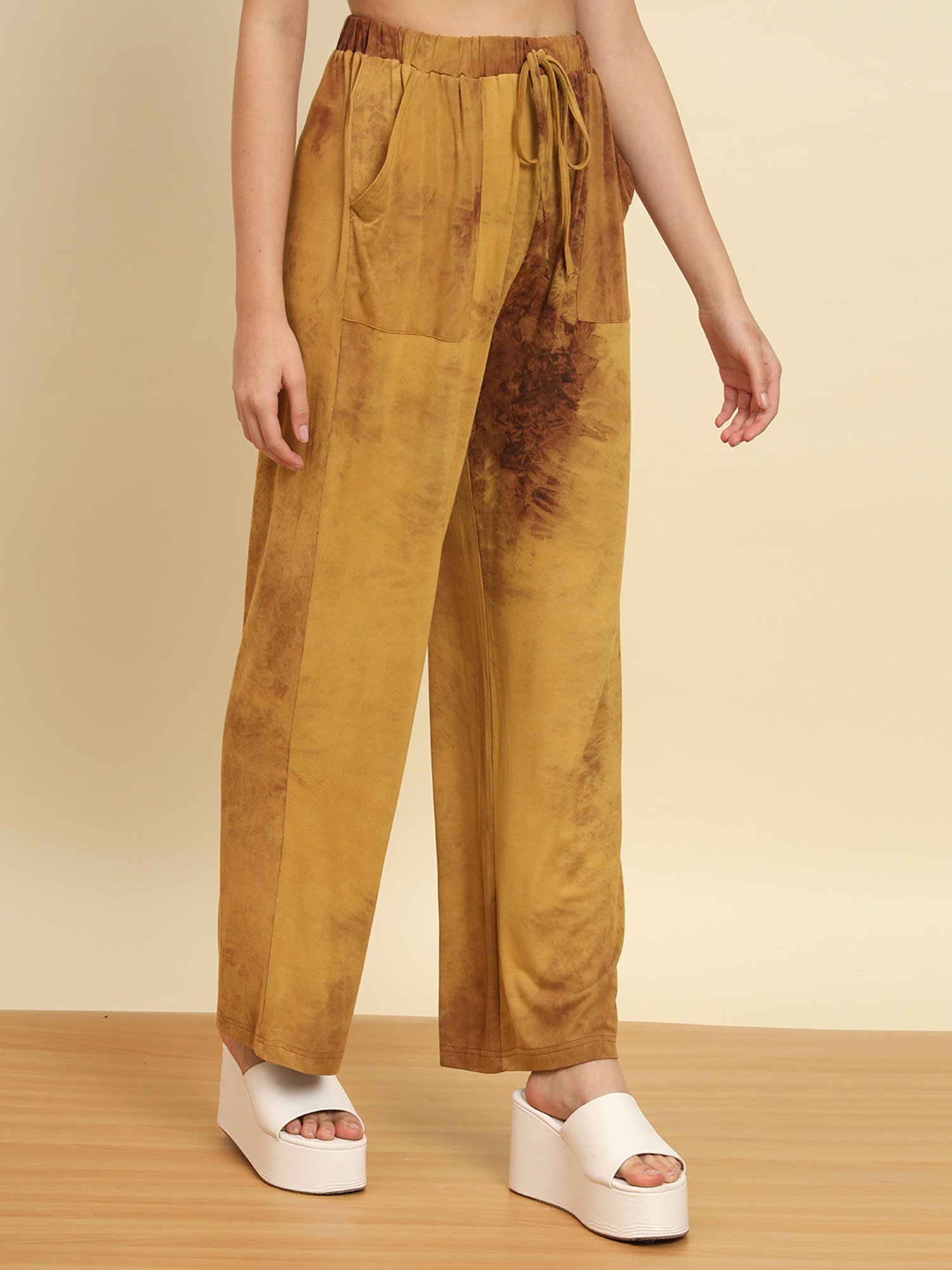 Trend Arrest Brown Cotton Tie - Dye Pants
