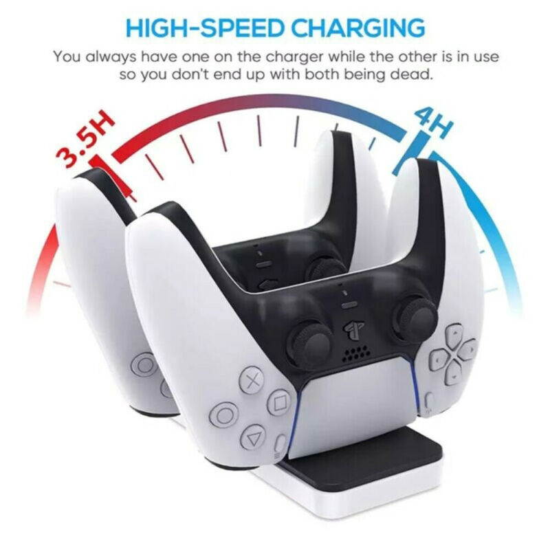 Dual USB Type C Charging Station for PS5 DualSense Wireless Controller, Charging Dock with Dual USB C Ports, Console Accessories Portable Charger Stand Holder for Playstation 5 PS5 Game Controller