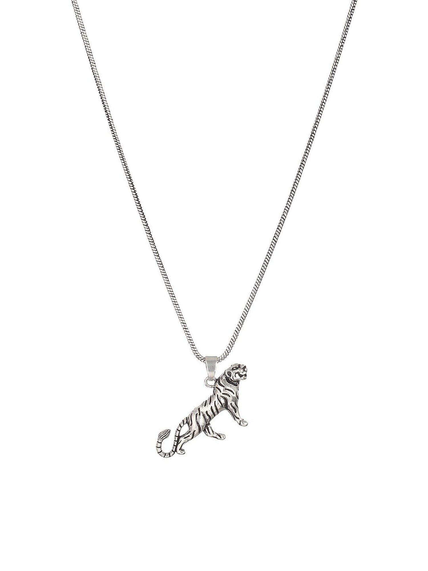 Bold by Priyaasi Majestic Tiger Black Casual Pendant With Chain for Men