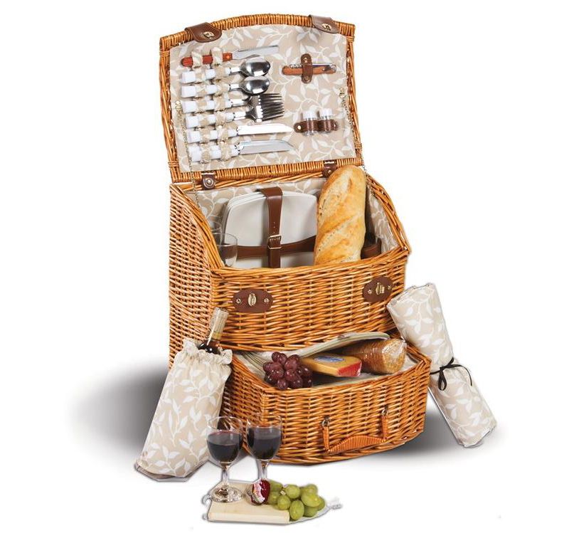 Northlight 19" Exeter Insulated Wicker 4-Person Picnic Basket and Accessory Set on Wheels - Brown