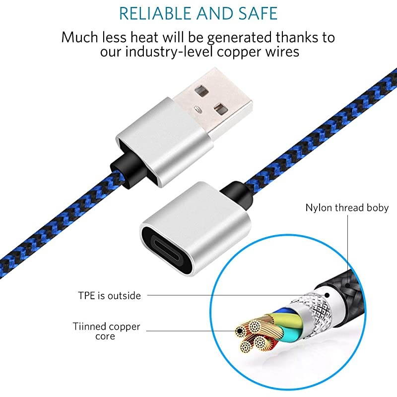 Charger Cable for Apple Pencil - Charging Adapter Cable for Apple Pencil, Female to Male Adapter Extension Cable, 3 Feet, Blue