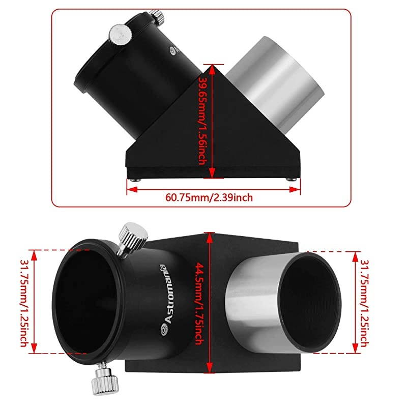 125quot 90Degree Diagonal Mirror More Comfortable Viewing Orientation as You Observe from Above Filter Thread for Any 125quot Filter and Accepts Standard 125quot eyepieces