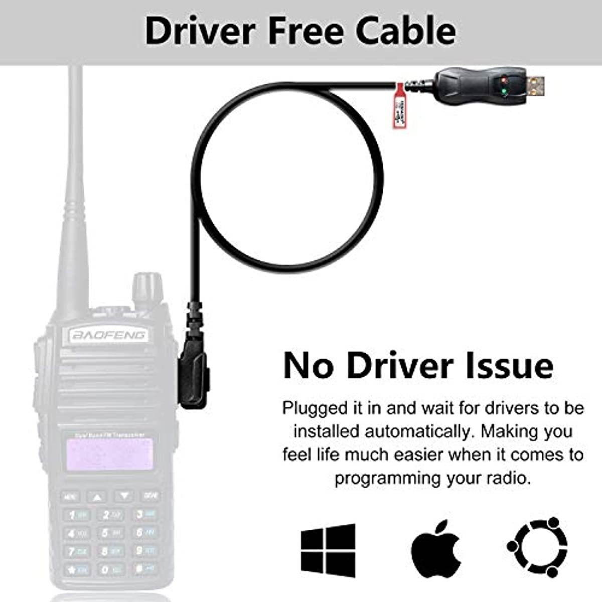 BaoFeng UV-82 BaoFeng Radio Ham Radio 2 Way Radio with Driver Free Progrmming Cable and Long Antenna(5 Pack-Black)