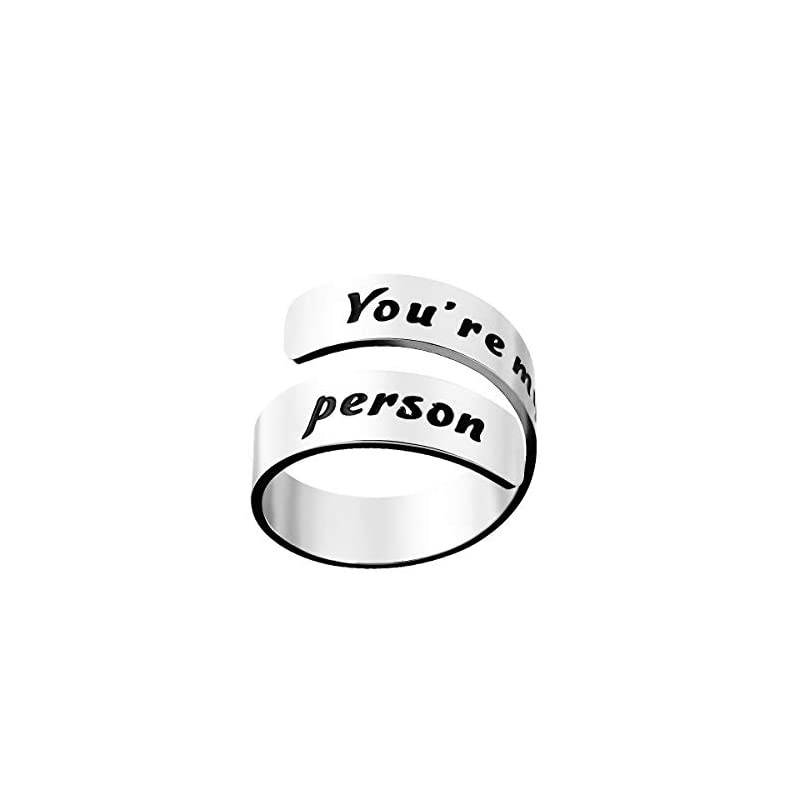 Inspirational Motivational Ring Adjustable Personalized Stainless Steel Spiral Wrap Twist Ring Encouragement Personalized Jewelry Birthday Gifts for Girls You are my person