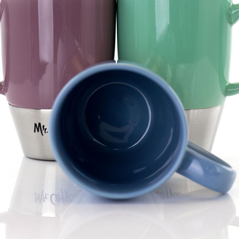 Mr. Coffee Couplet Pastel 3 Piece 15 Ounce Stoneware and Stainless Steel Travel Cups
