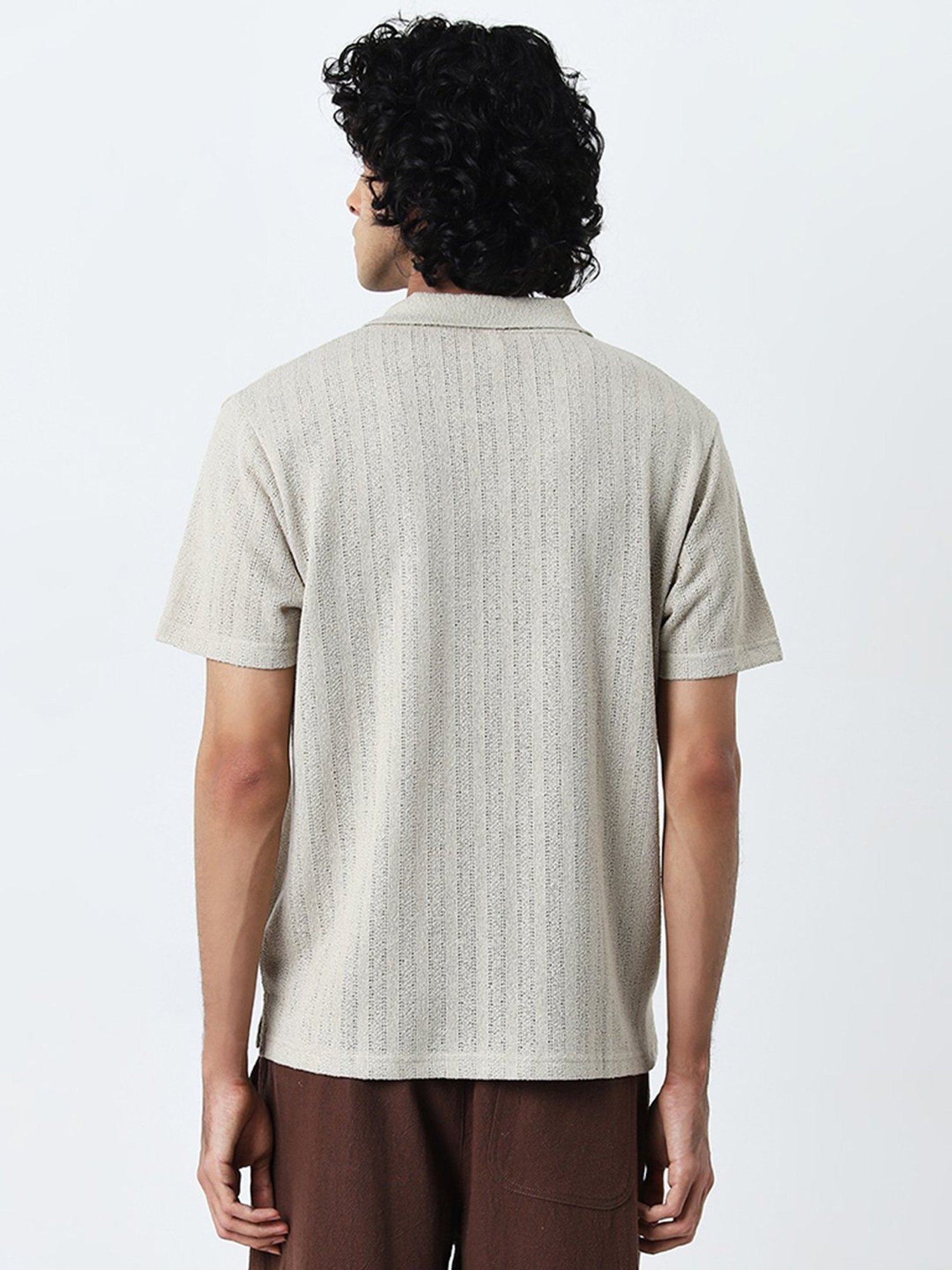 ETA by Westside Beige Knitted Relaxed-Fit T-Shirt