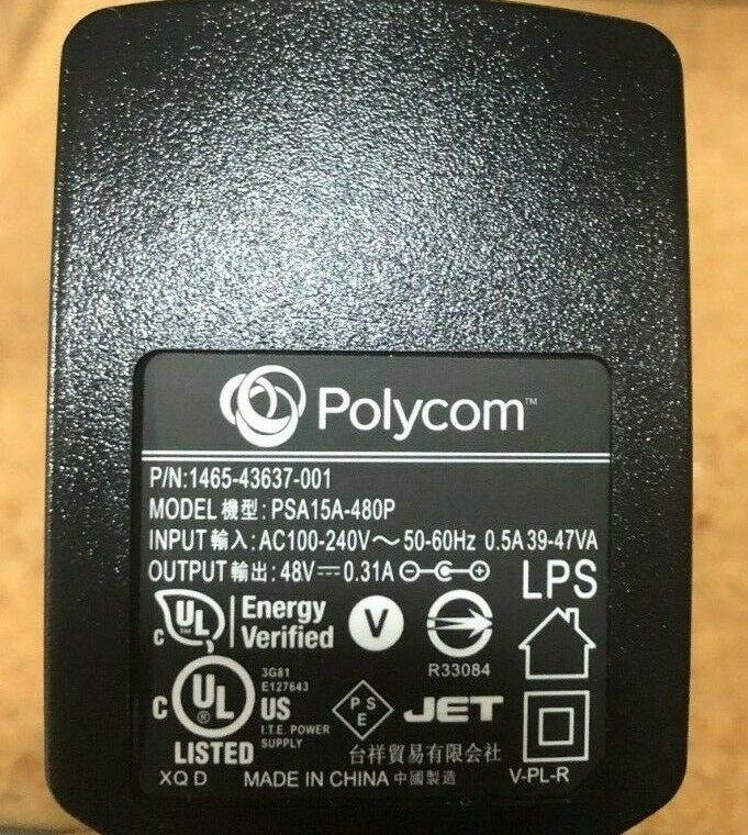 NEW POLYCOM PSA15A-480P 1465-43637-001 48V Power Supplies for VVX Model Phones