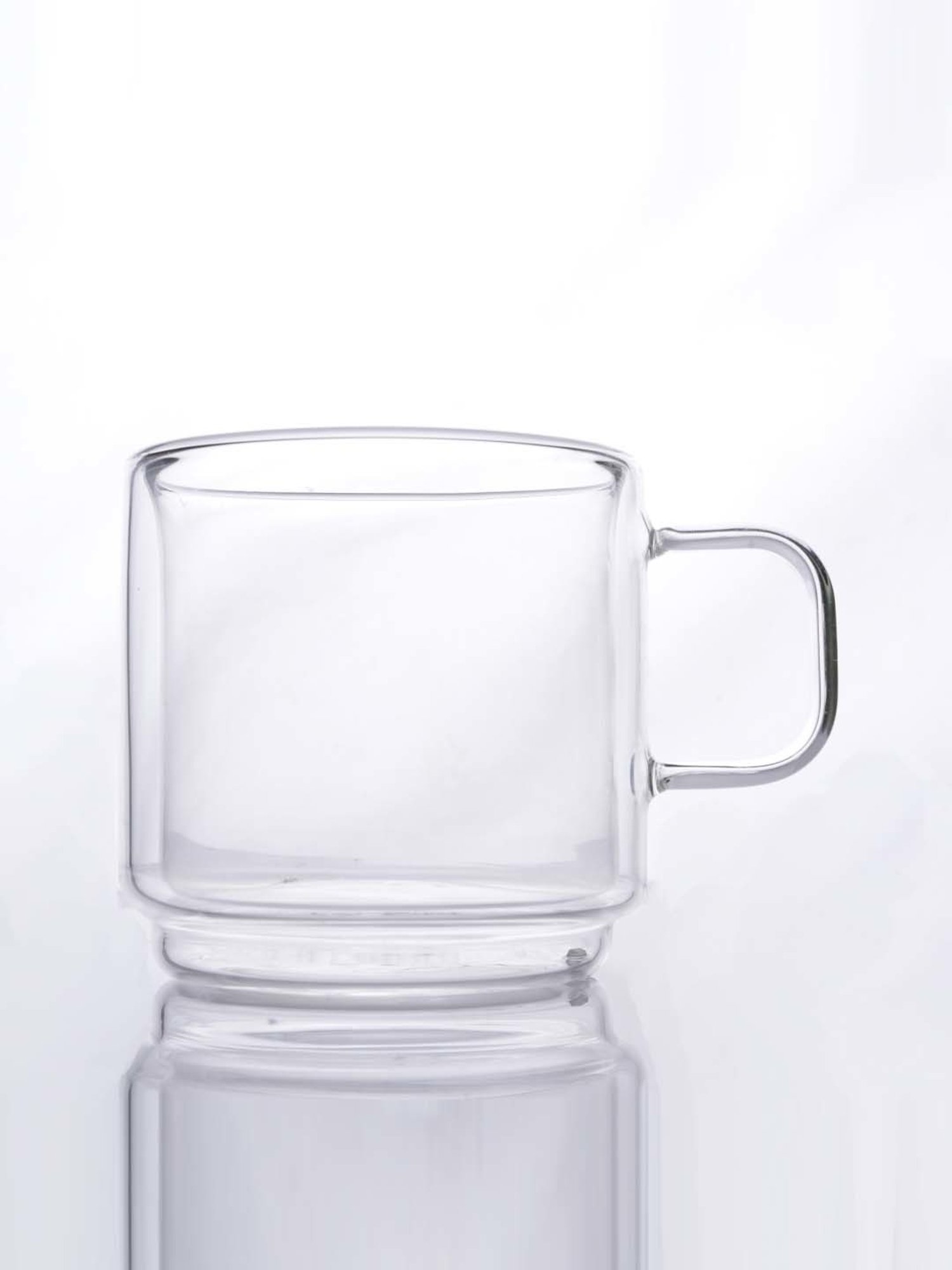 Femora Double Wall Transparent Glass Heat Resistant Coffee Mugs With Handle (0.28 L) - Set of 4