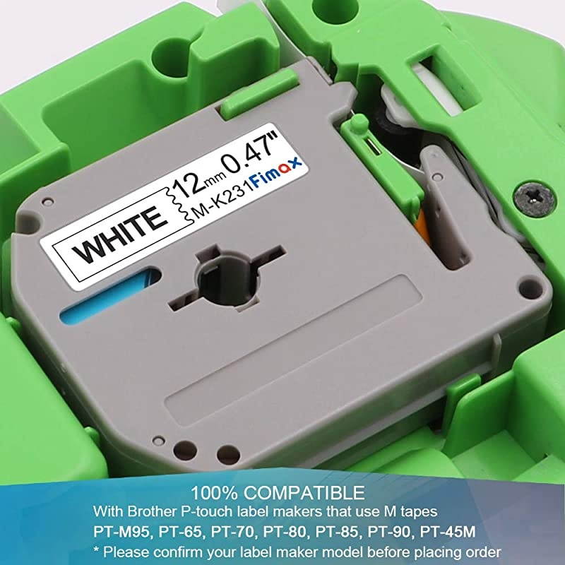 Compatible Label Tape Replacement for Brother PTouch M Tape M231 MK231 MK231 12mm 047 Inch to use with Brother PTouch PTM95 PT90 PT70 PT65 PT85 Black on White 262 Feet 3Pack