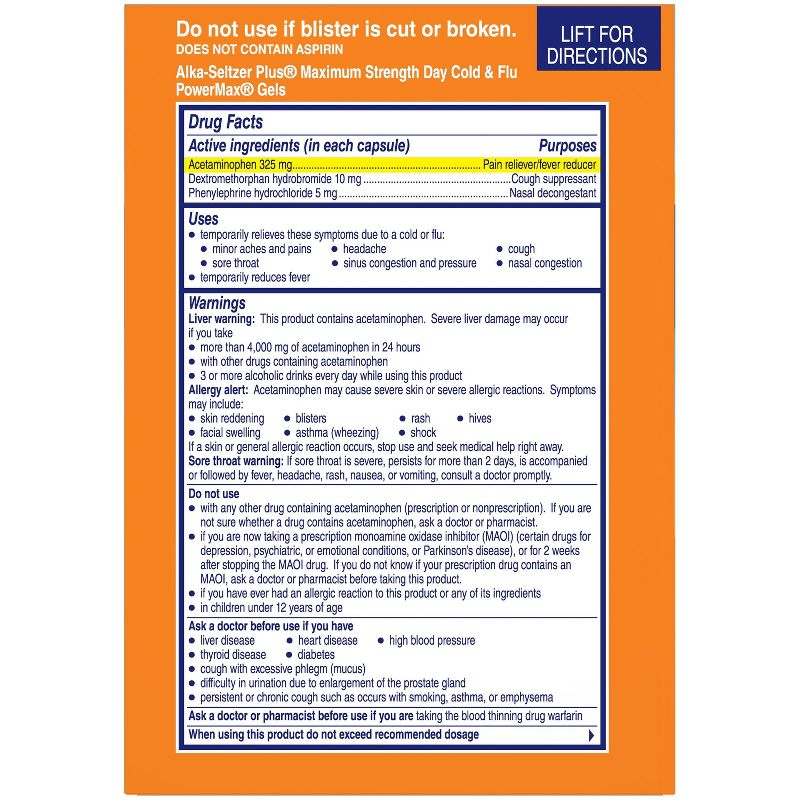 Alka-Seltzer Plus PowerMax Cold & Flu Relief Liquid Gels - 24ct