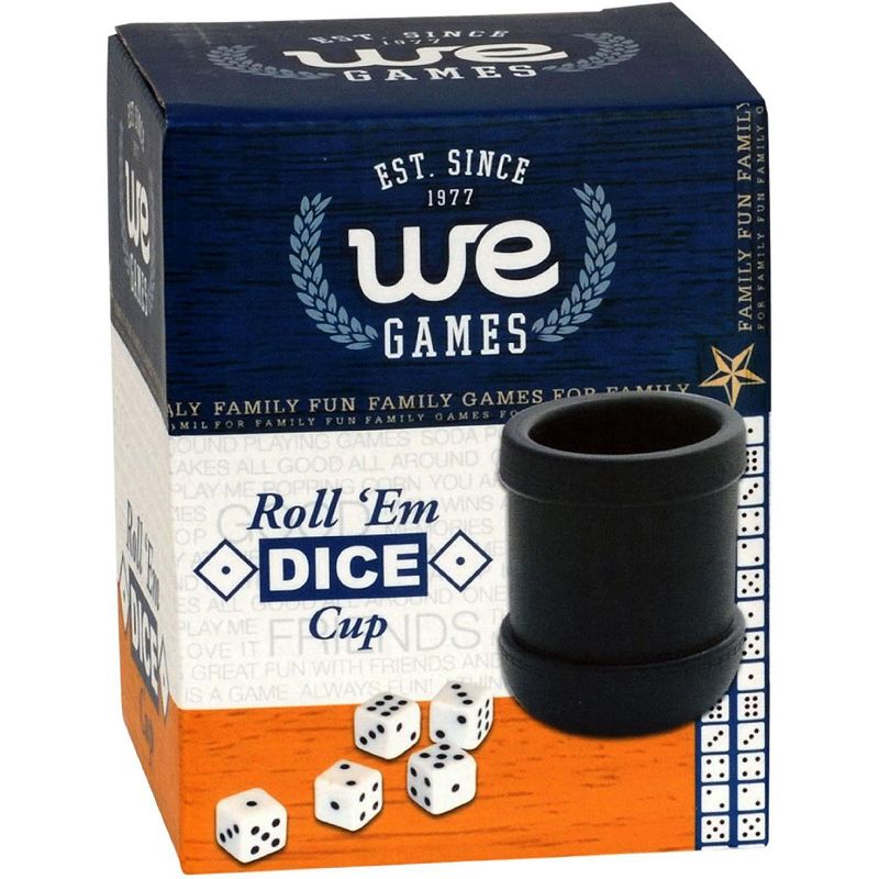 WE Games Mahogany Leather Dice Cup with Ribbed Rubber Lining, 5 Dice and Canvas Storage Bag