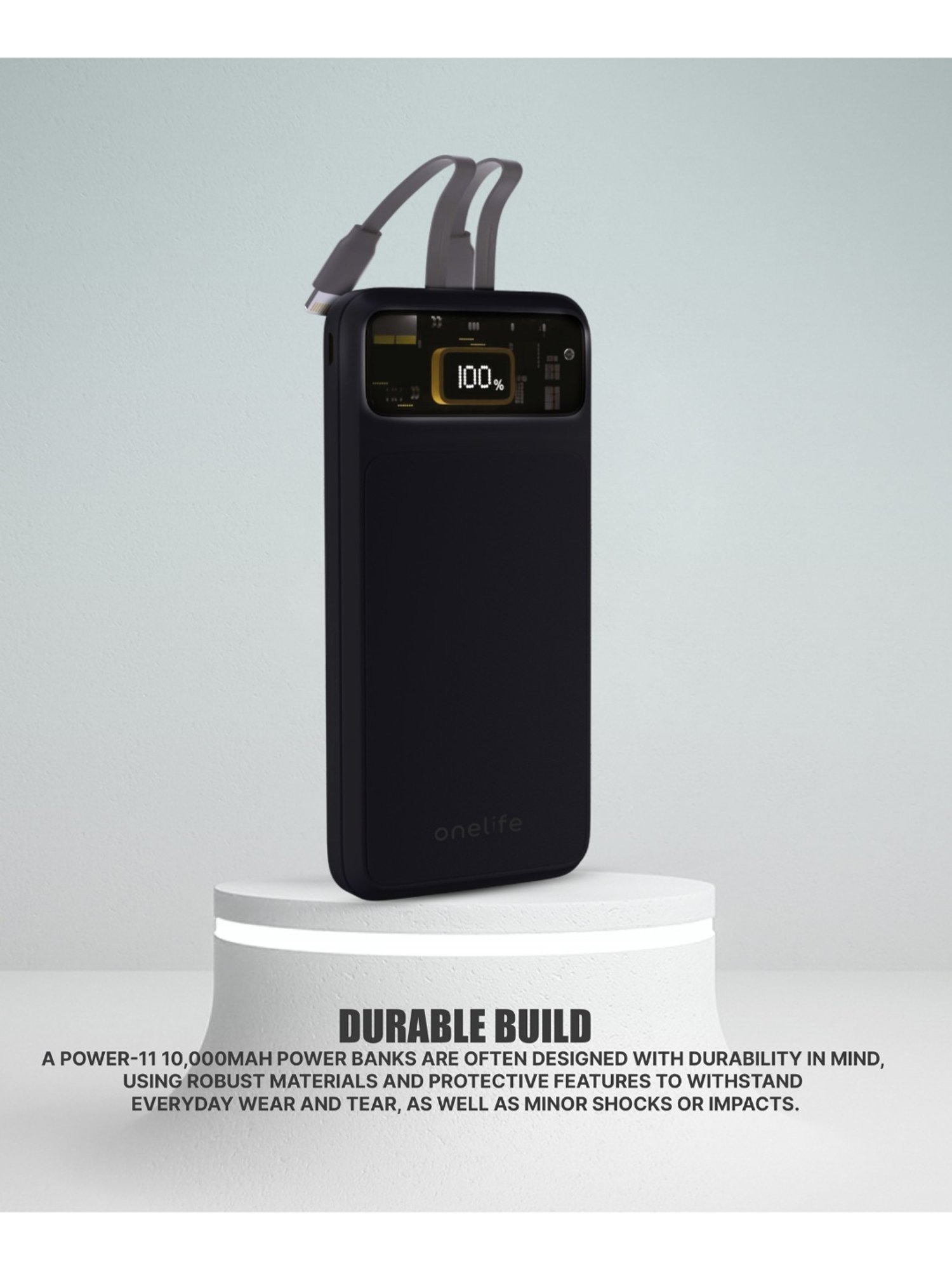 Onelife Power 11, 10000 mAh 30W Fast Charging Power Bank with PD3.0 30W for 2 USB-C Ports (Black)