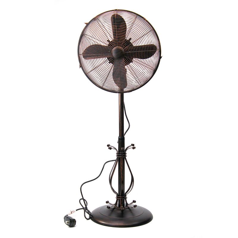 DecoBREEZE DBF1080 Electric Oscillating 3 Speed Air Circulating Adjustable Height Outdoor Pedestal Fan with Quite Motor, Prestigious Brown
