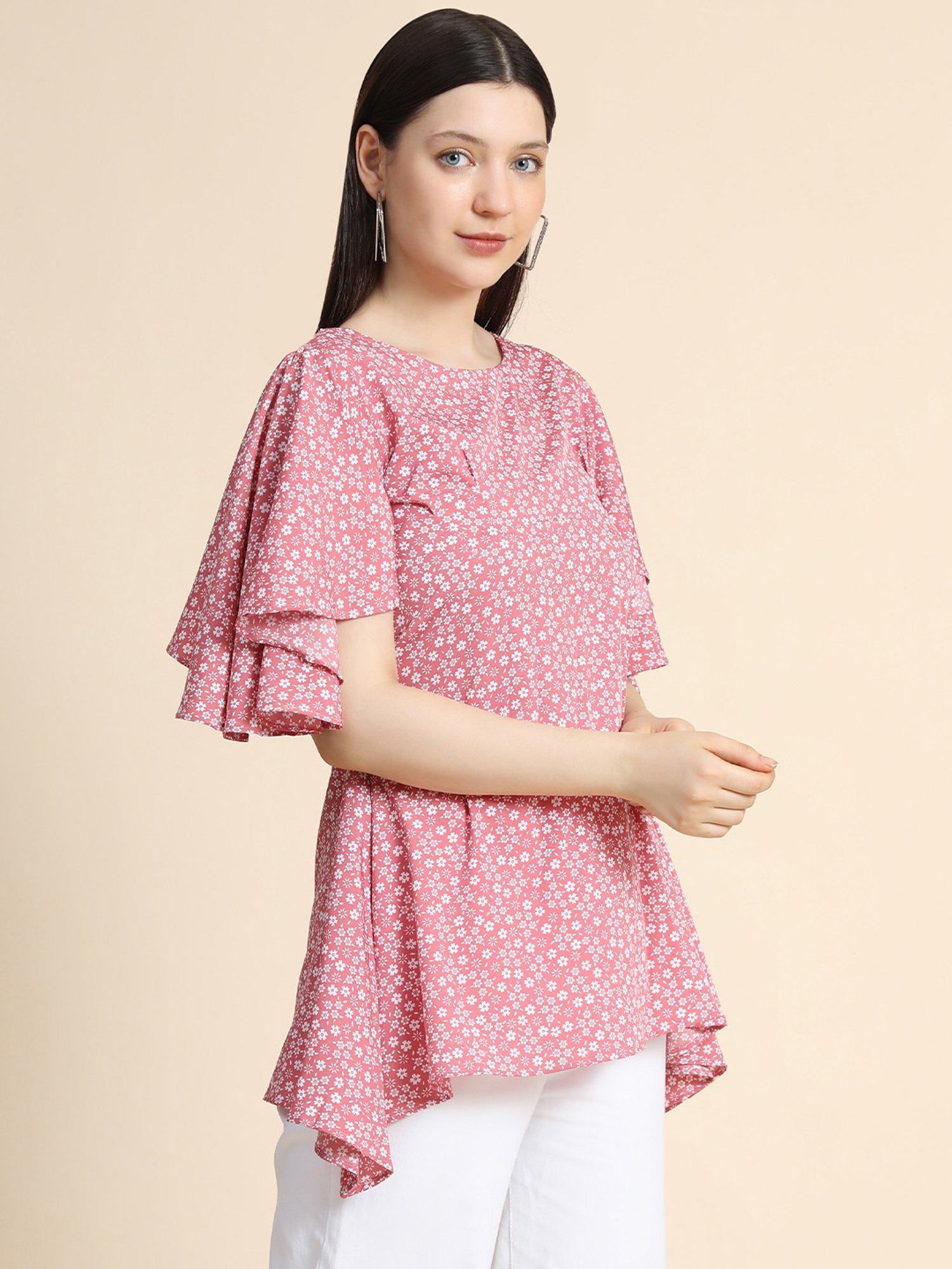 KERI PERRY Pink Floral Print Top