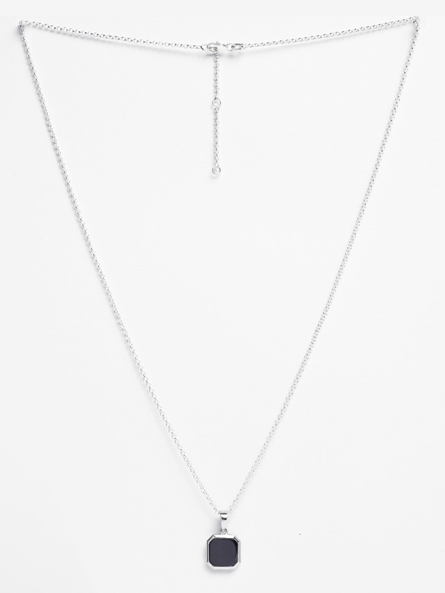 Clara 925 Silver Platinum Plated Swiss Zircon Black Onyx Pendant with Chain