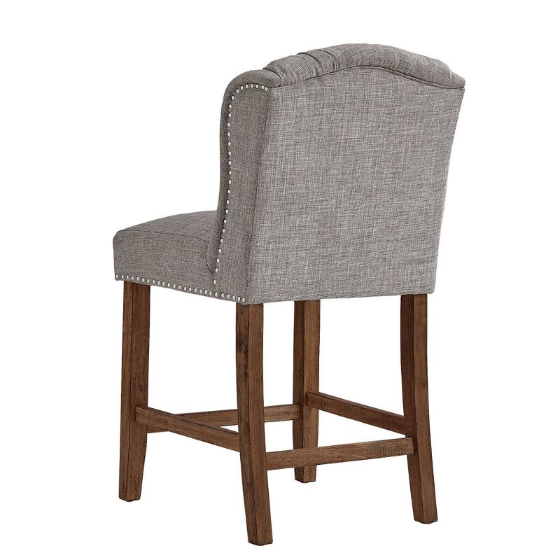 Set of 2 24" Casandra Button Tufted Wingback Counter Height Barstool Smoke - Inspire Q