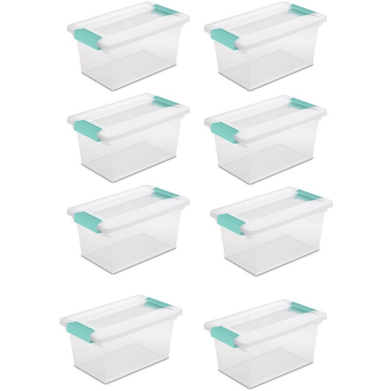 New Sterilite Medium Clip Box Clear Storage Tote Container with Lid (8 Pack)