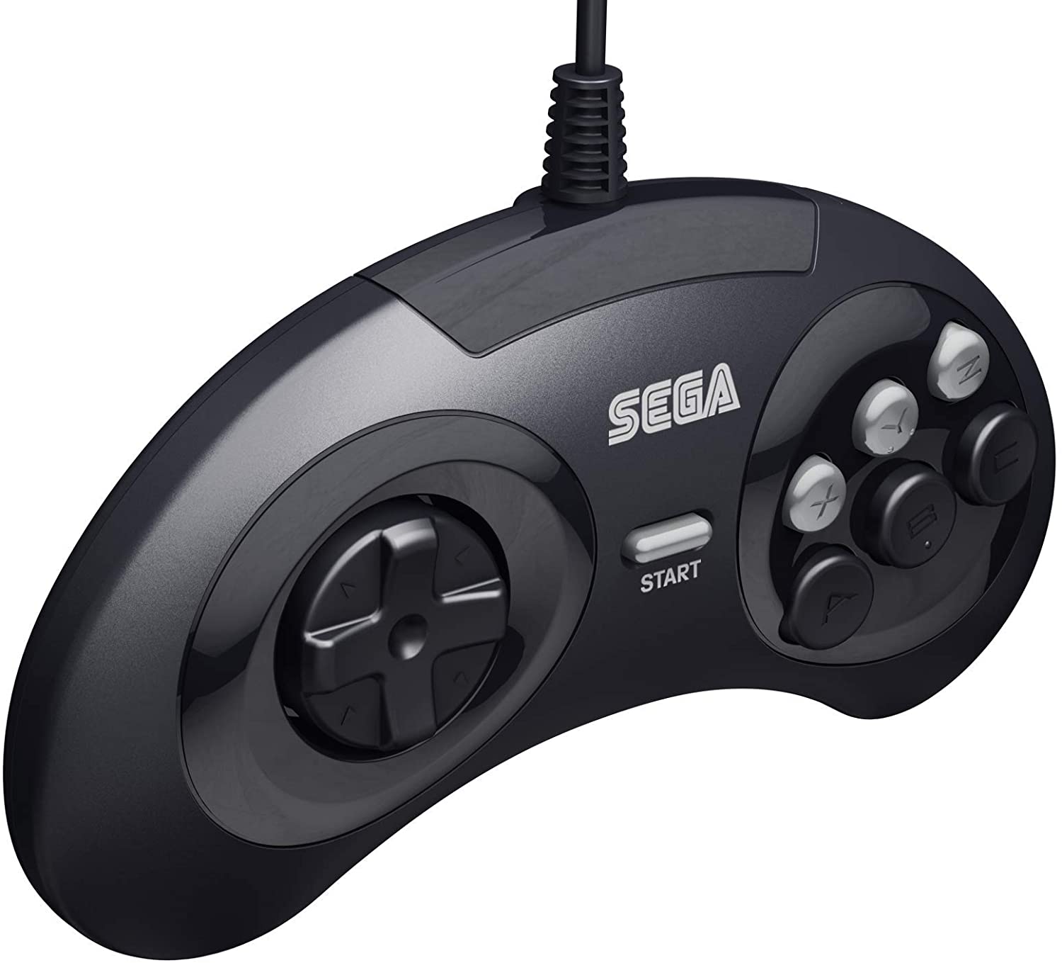 Retro-Bit Sega Genesis USB Controller 6-Button Arcade Pad for Sega Genesis Mini, PS3, PC, Mac, Steam, Switch - USB Port - Black RB-SGA-035