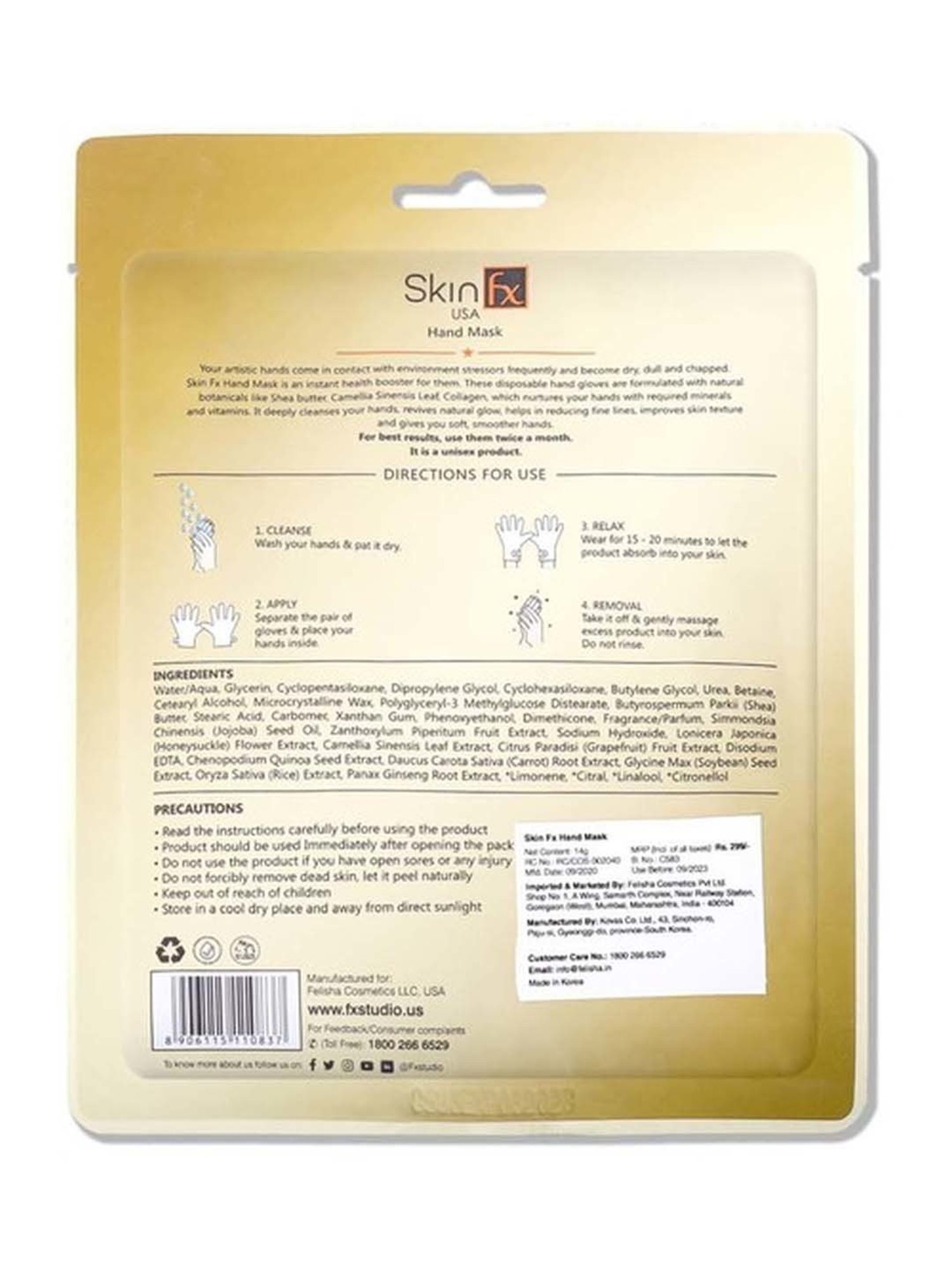 Skin Fx Nourishing Hand, Foot & Anti - aging Facial Serum Mask - Pack of 3