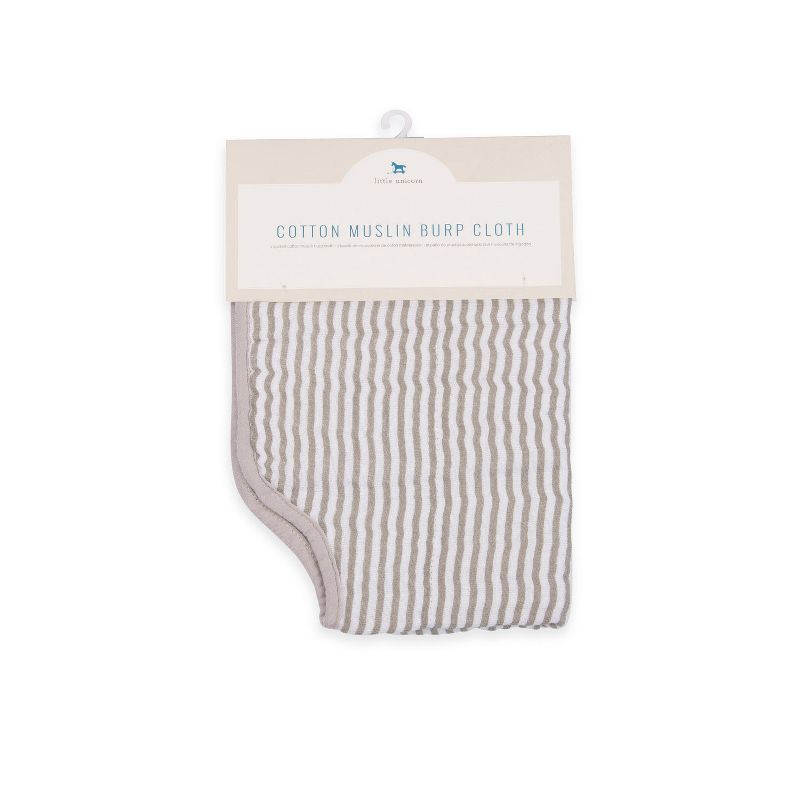 Little Unicorn 4-Layer Cotton Muslin Burp Cloth - Gray Stripe
