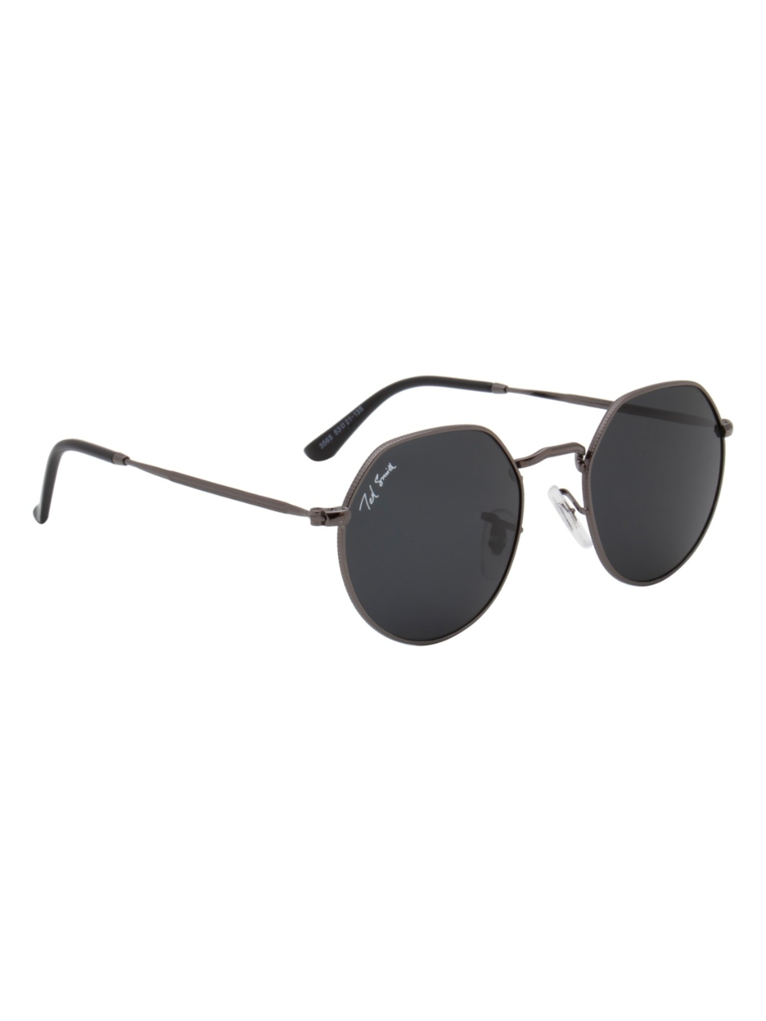 Ted Smith Black Round UV Protection Unisex Sunglasses