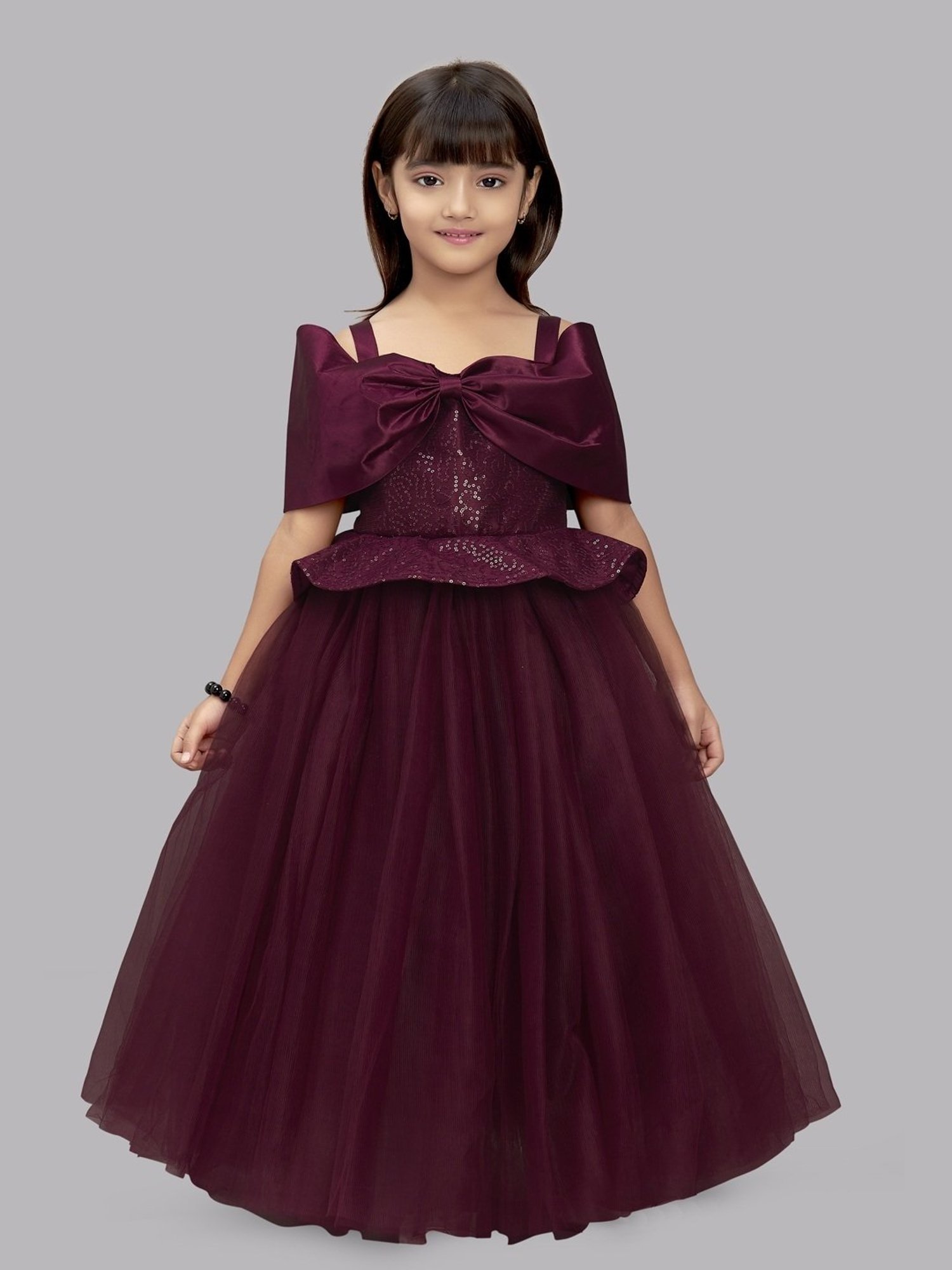 Pink Chick Kids Burgundy Sequence Gown