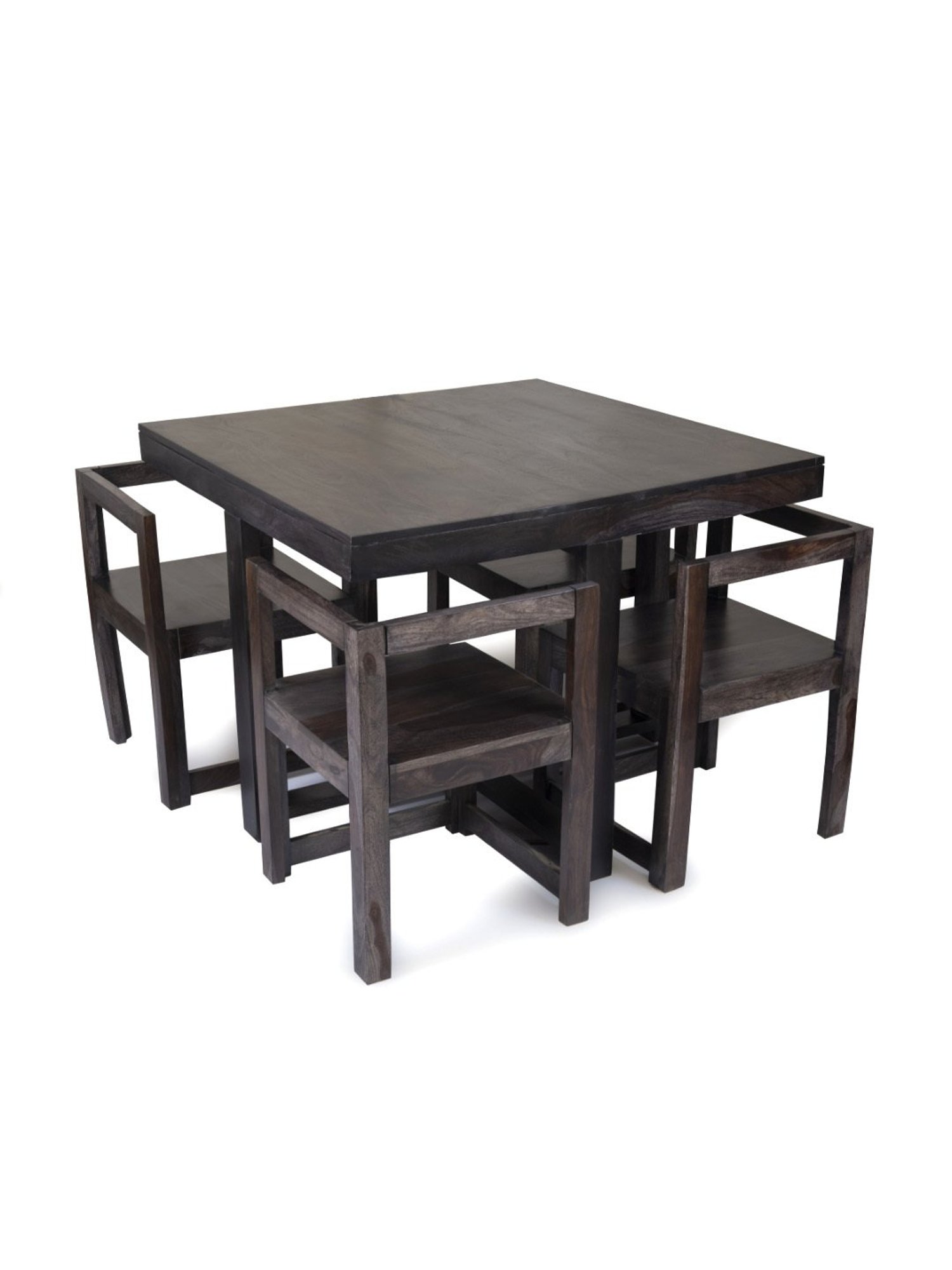 Ikiriya Kingston Printed Brown & Blue Wood 4 Seater Dining Table Set Teak Finish
