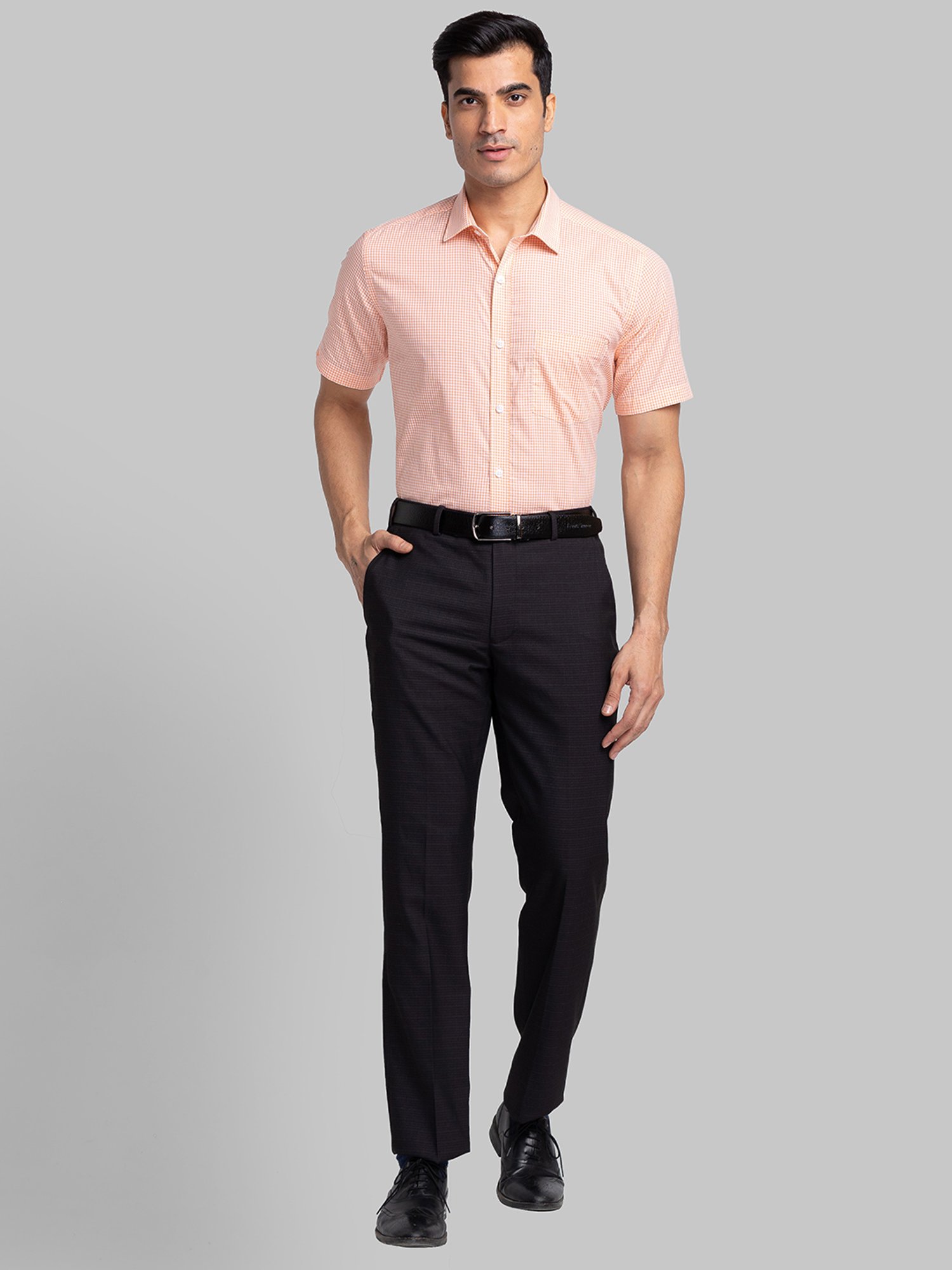 Park Avenue Purple Regular Fit Checks Trousers