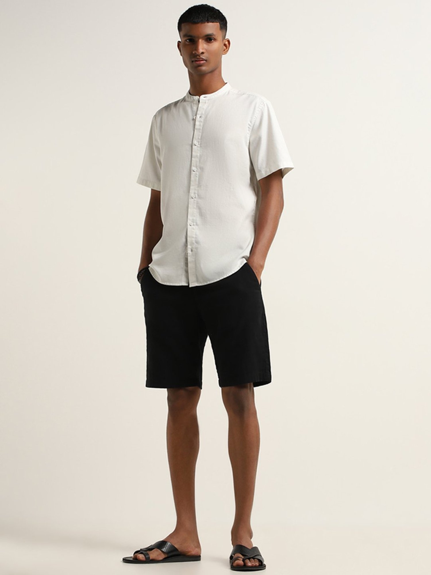 ETA by Westside Off-White Solid Resort Fit Shirt