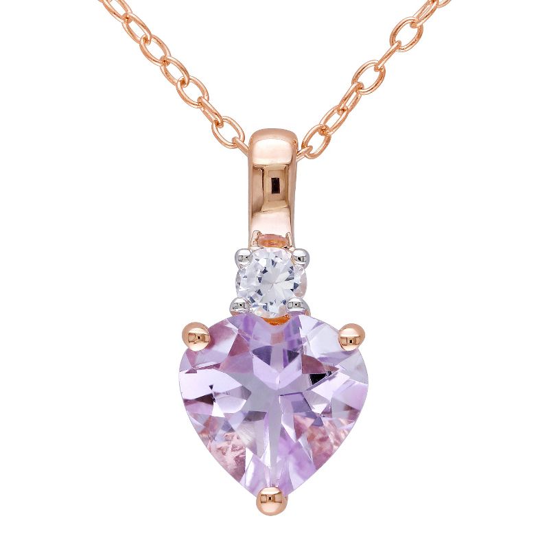 1.65 CT. T.W. Rose de France and .15 CT. T.W. Simulated Sapphire Necklace Pink Rhodium Plated Silver - Purple