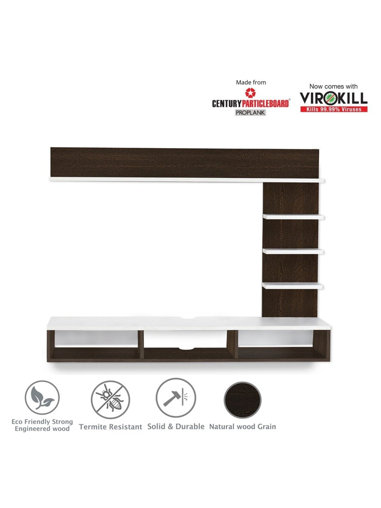 Delite Kom Flex Flowery Wenge & Acacia Dark Engineered Wood TV Entertainment Unit