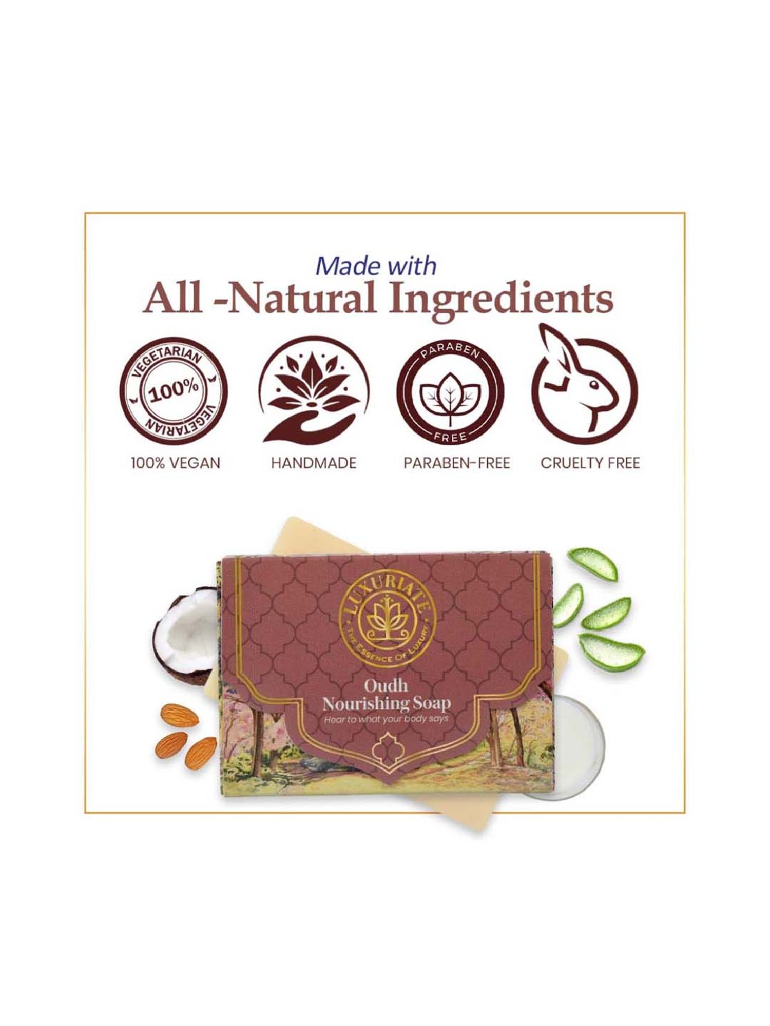 Luxuriate Naturally Oudh Nourishing Winter Soap Pack of 3 - 375 gm